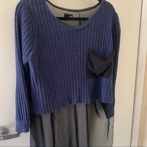 Fun high low sweater w sheer back